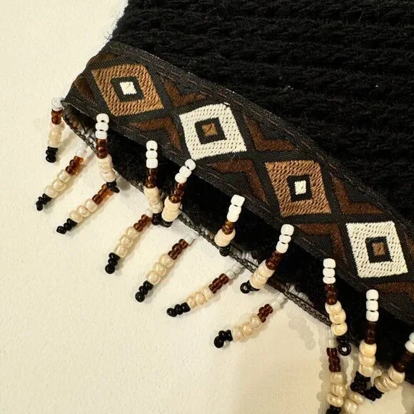 Truworths - Open Knit Sleeveless Top with Tribal Beaded Hemline in Black - Picture 3 of 9